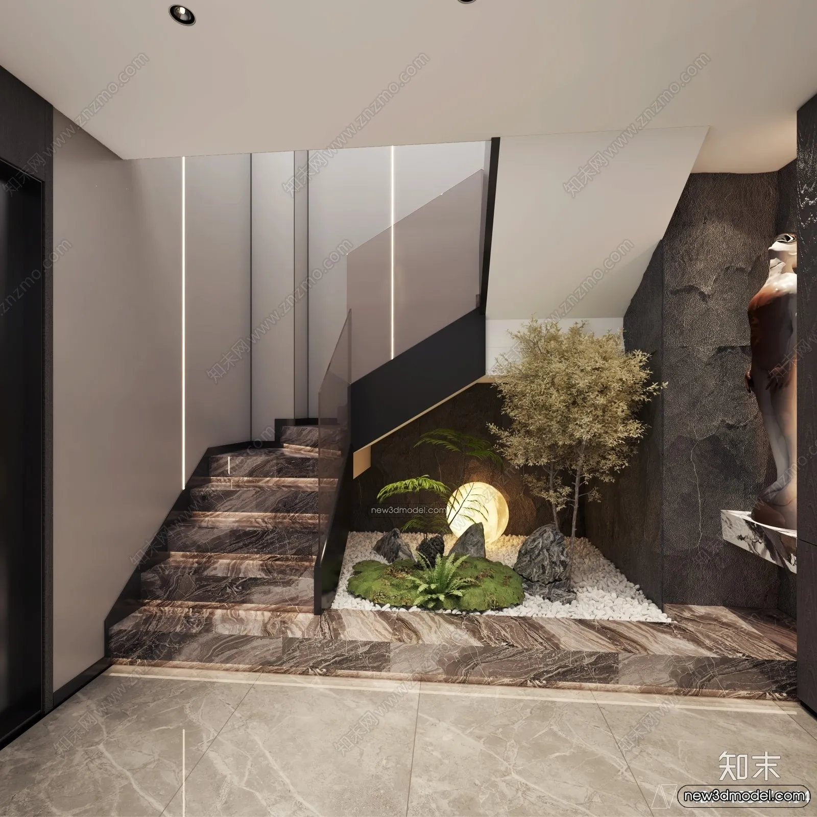 Staircase Decoration - 3D Interior Scene - 3D Models - 035