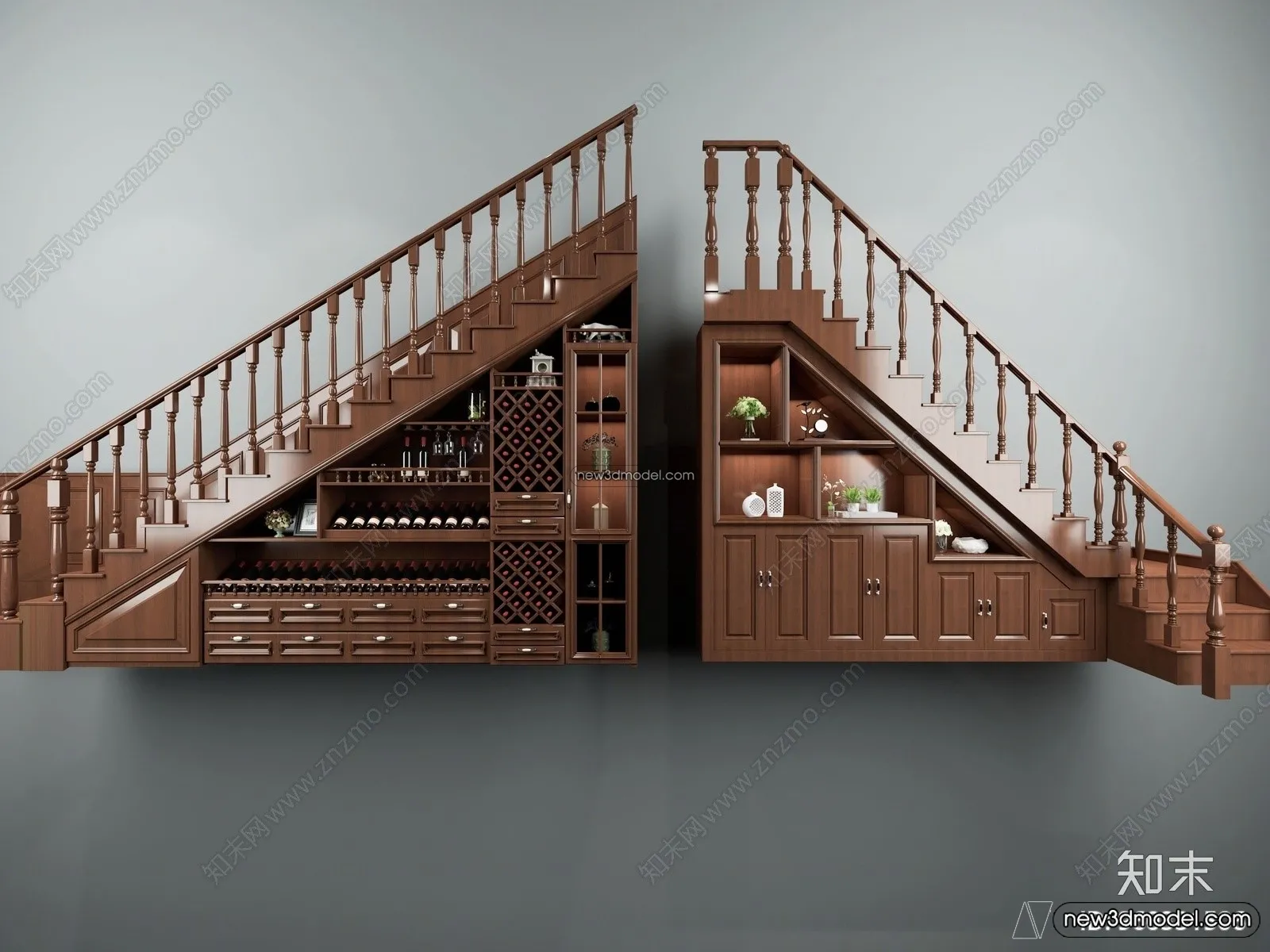 Staircase Decoration - 3D Interior Scene - 3D Models - 038
