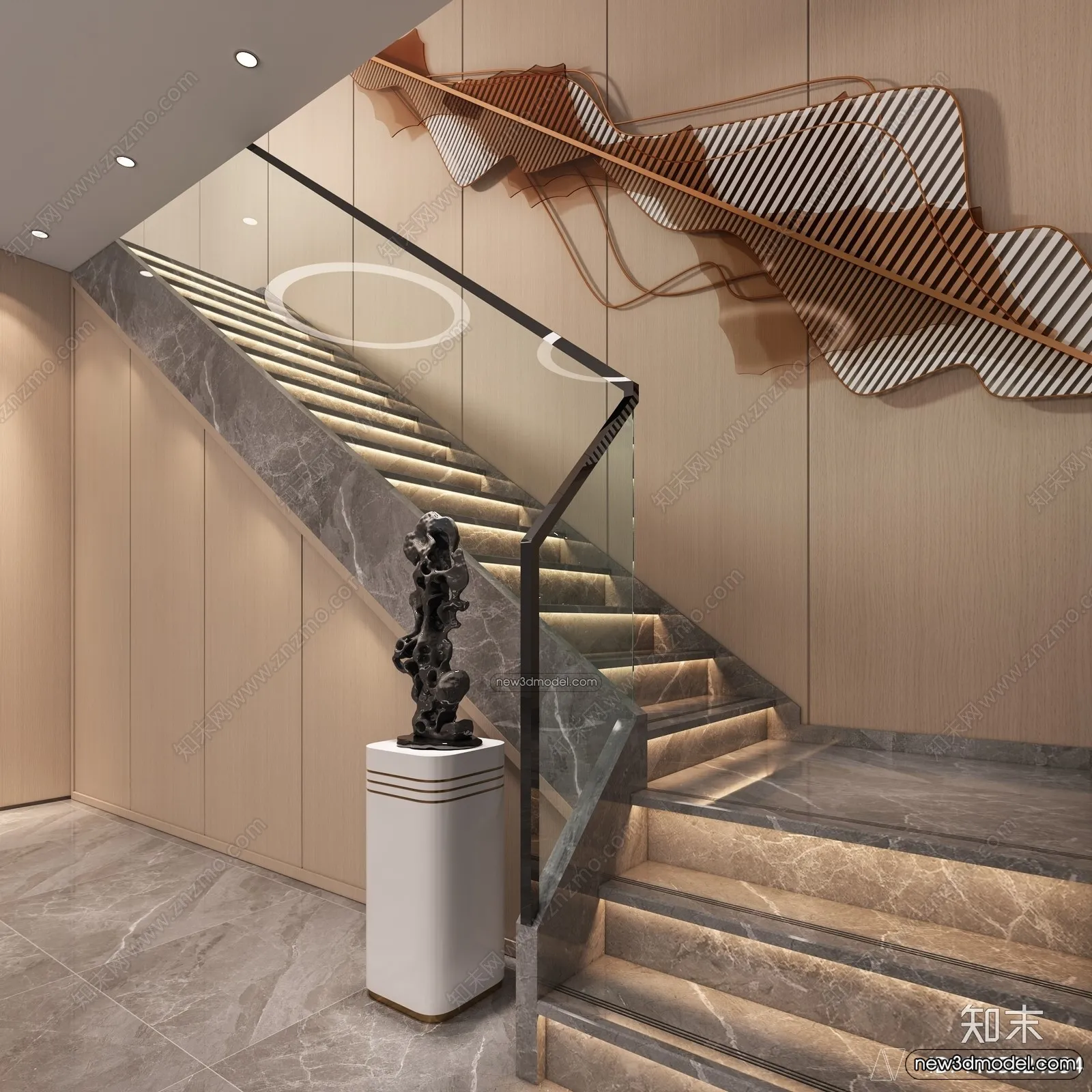 Staircase Decoration - 3D Interior Scene - 3D Models - 039