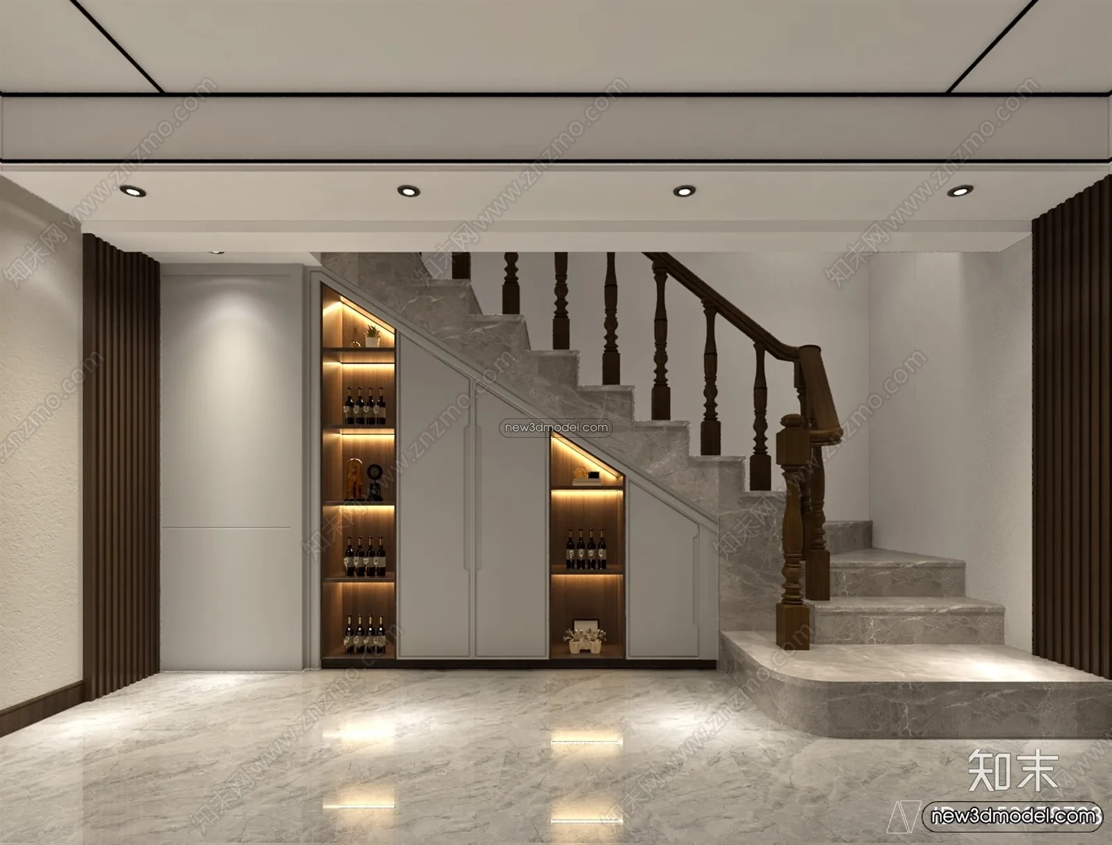 Staircase Decoration - 3D Interior Scene - 3D Models - 041