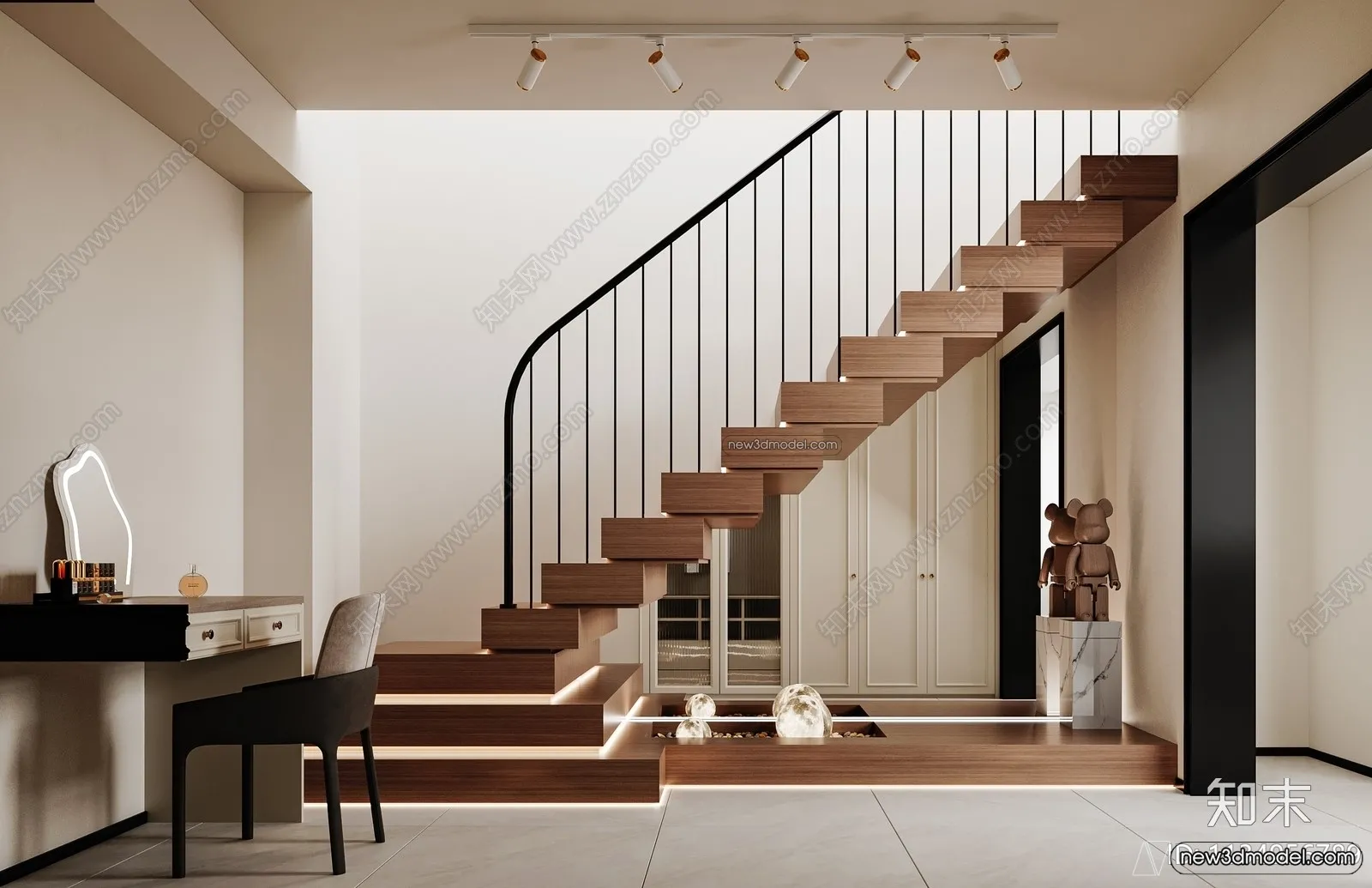 Staircase Decoration - 3D Interior Scene - 3D Models - 042
