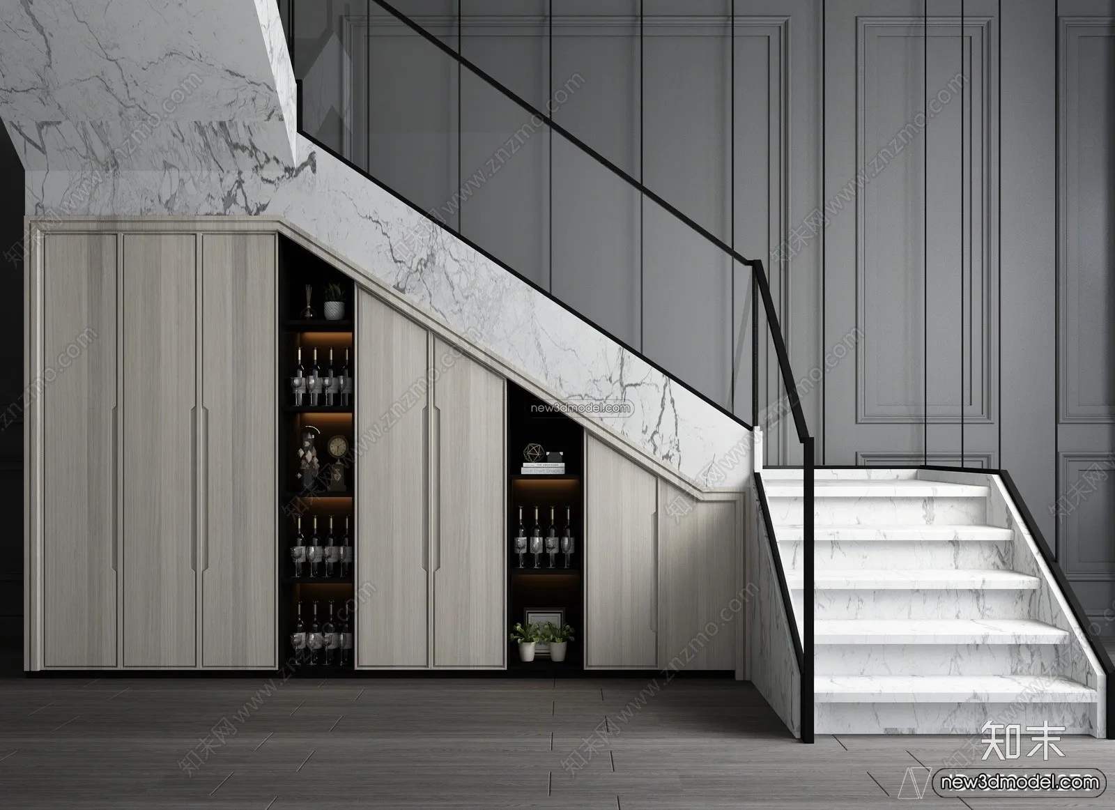 Staircase Decoration - 3D Interior Scene - 3D Models - 045