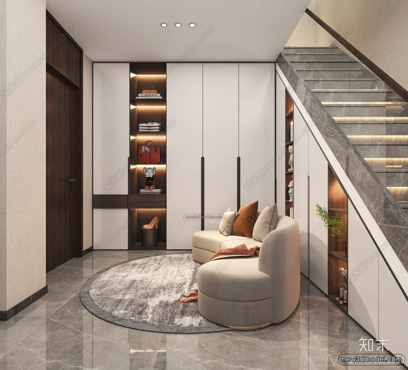 Staircase Decoration - 3D Interior Scene - 3D Models - 048