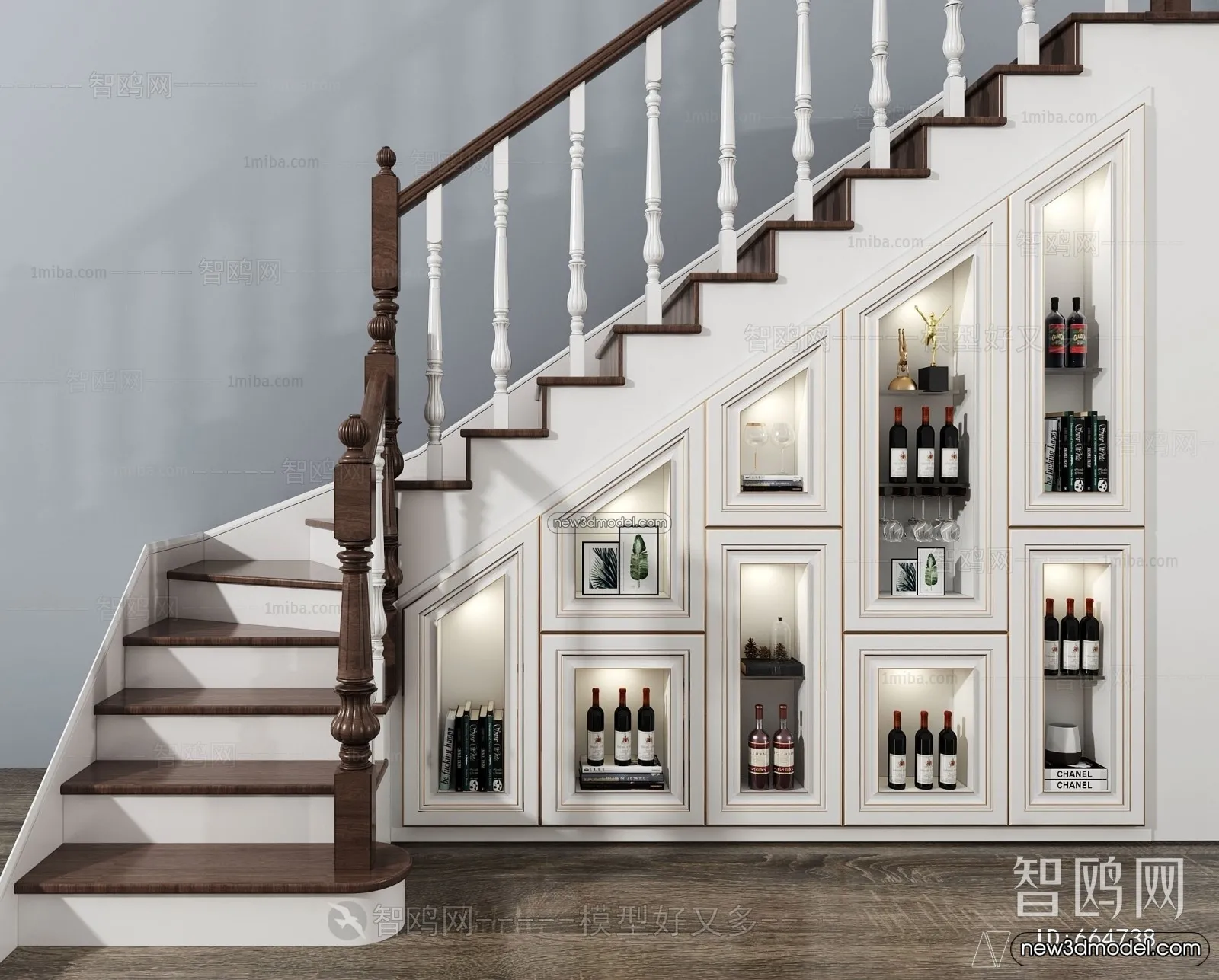 Staircase Decoration - 3D Interior Scene - 3D Models - 049