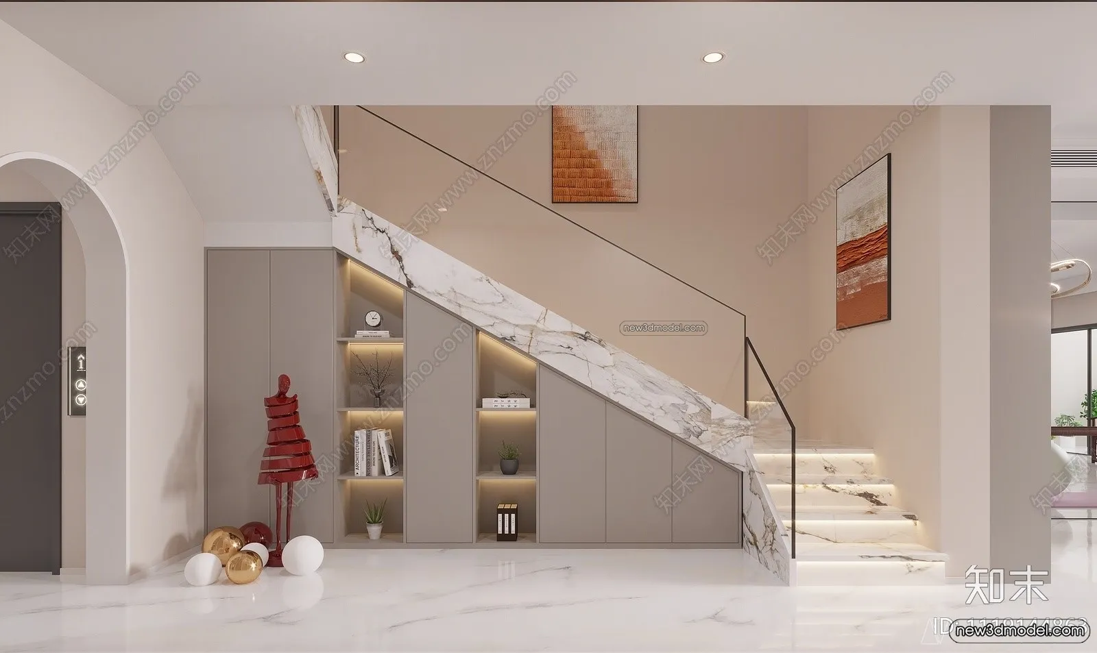 Staircase Decoration - 3D Interior Scene - 3D Models - 053