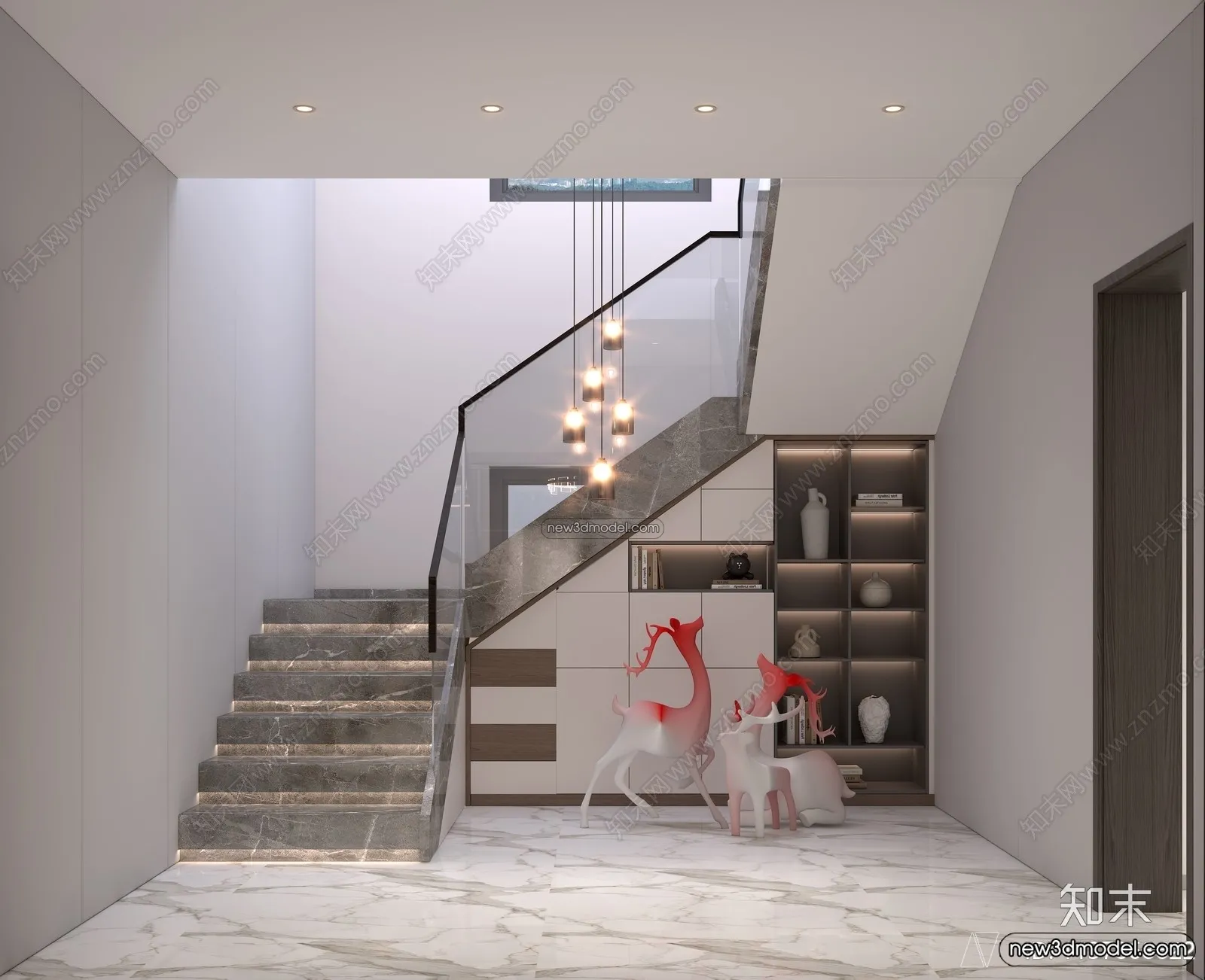 Staircase Decoration - 3D Interior Scene - 3D Models - 054