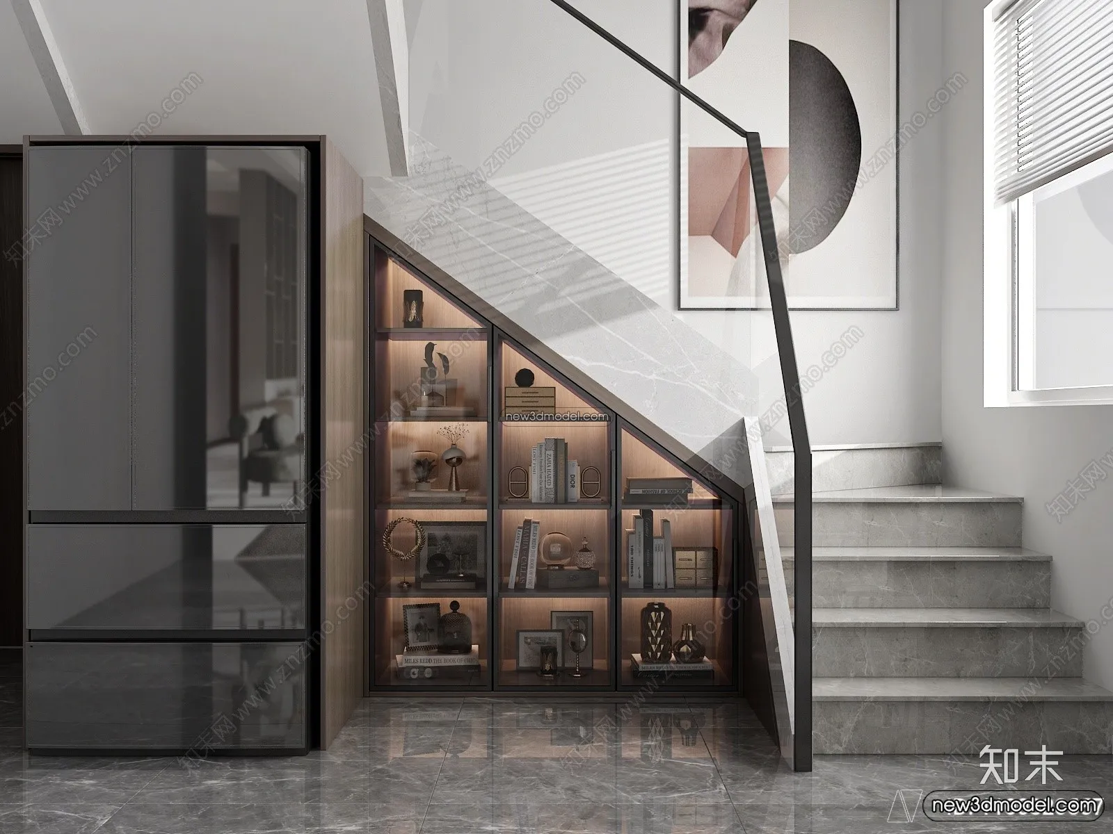 Staircase Decoration - 3D Interior Scene - 3D Models - 056