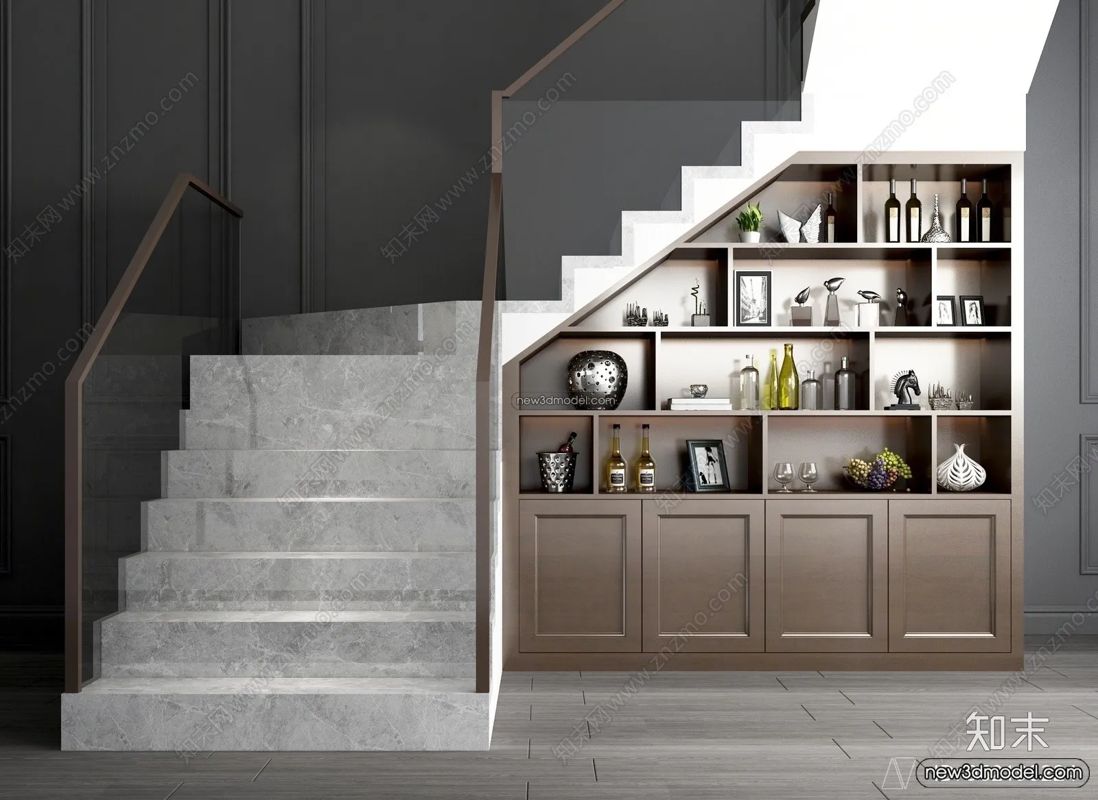 Staircase Decoration - 3D Interior Scene - 3D Models - 063