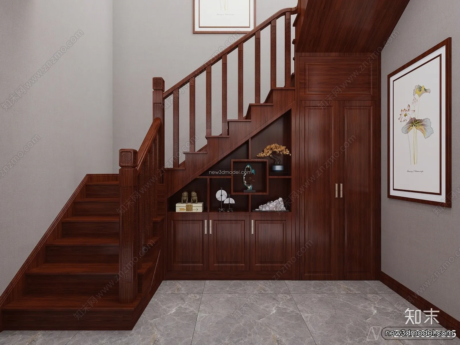 Staircase Decoration - 3D Interior Scene - 3D Models - 066