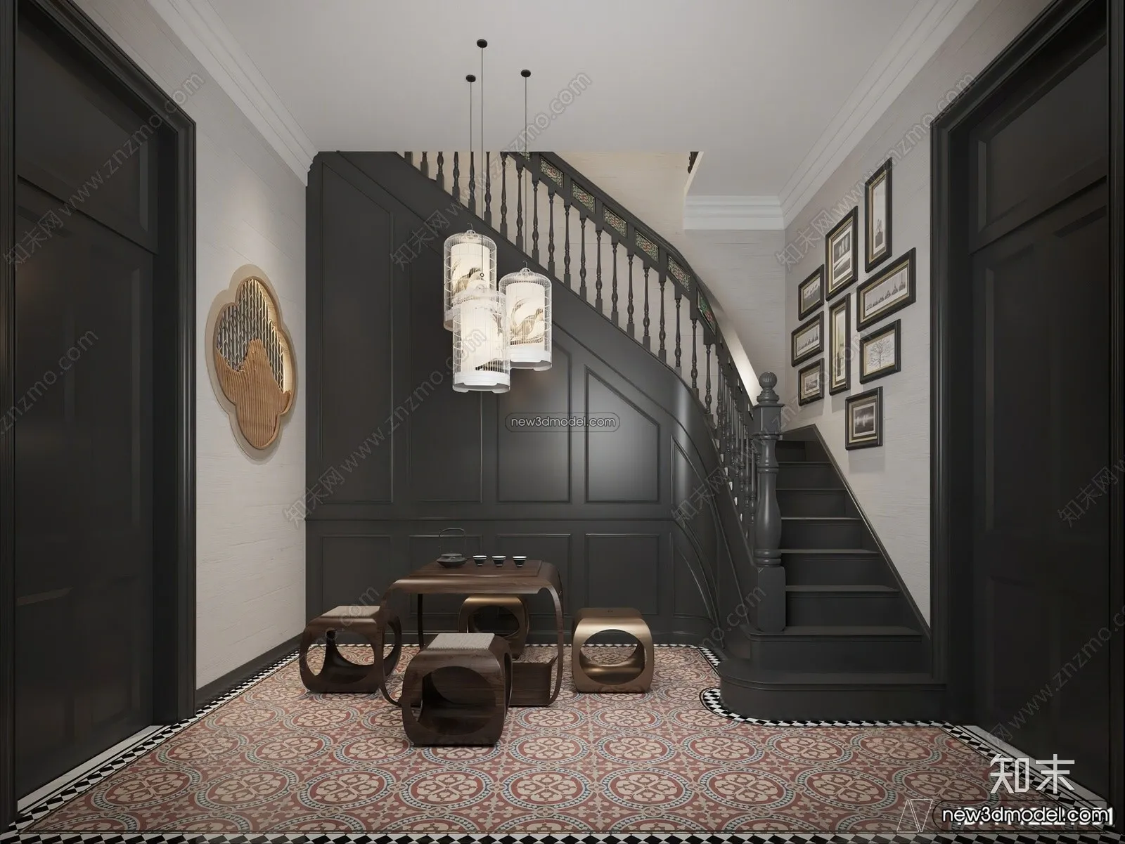 Staircase Decoration - 3D Interior Scene - 3D Models - 067