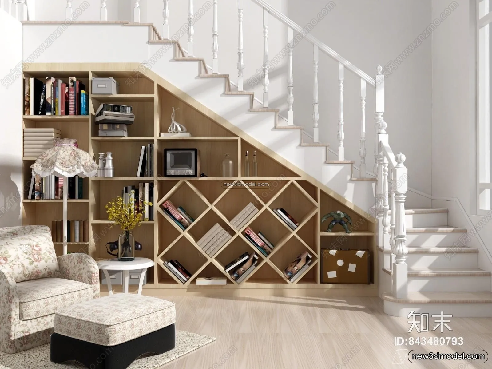 Staircase Decoration - 3D Interior Scene - 3D Models - 070