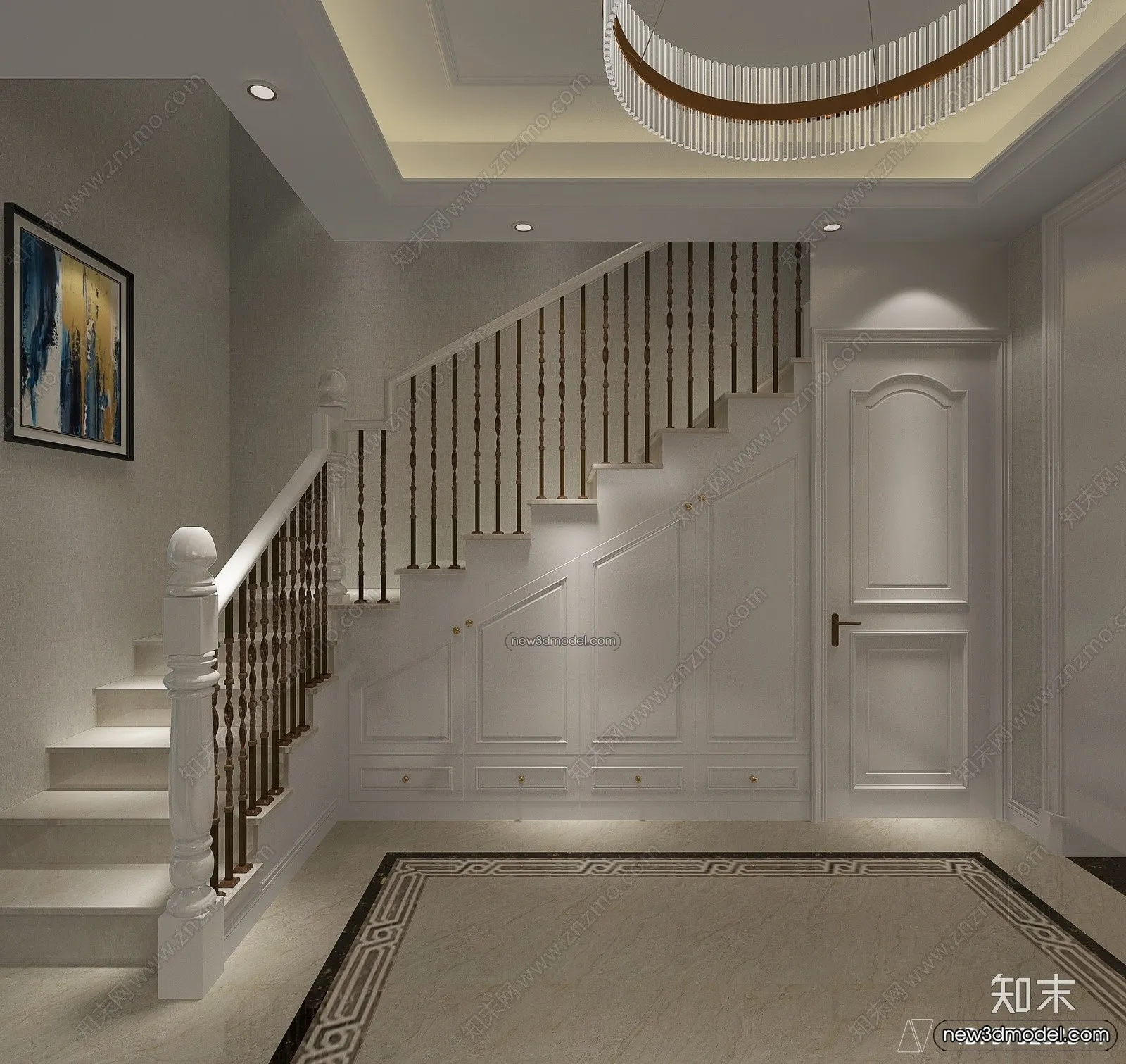 Staircase Decoration - 3D Interior Scene - 3D Models - 076