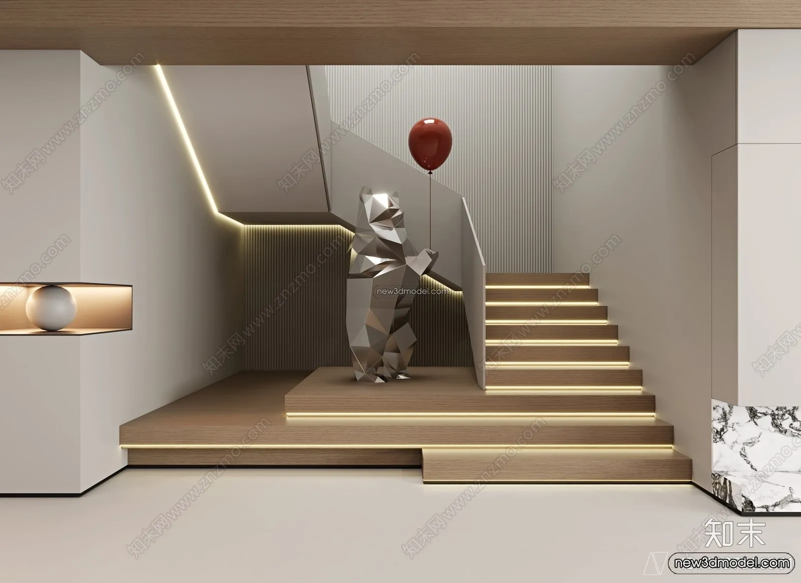 Staircase Decoration - 3D Interior Scene - 3D Models - 079