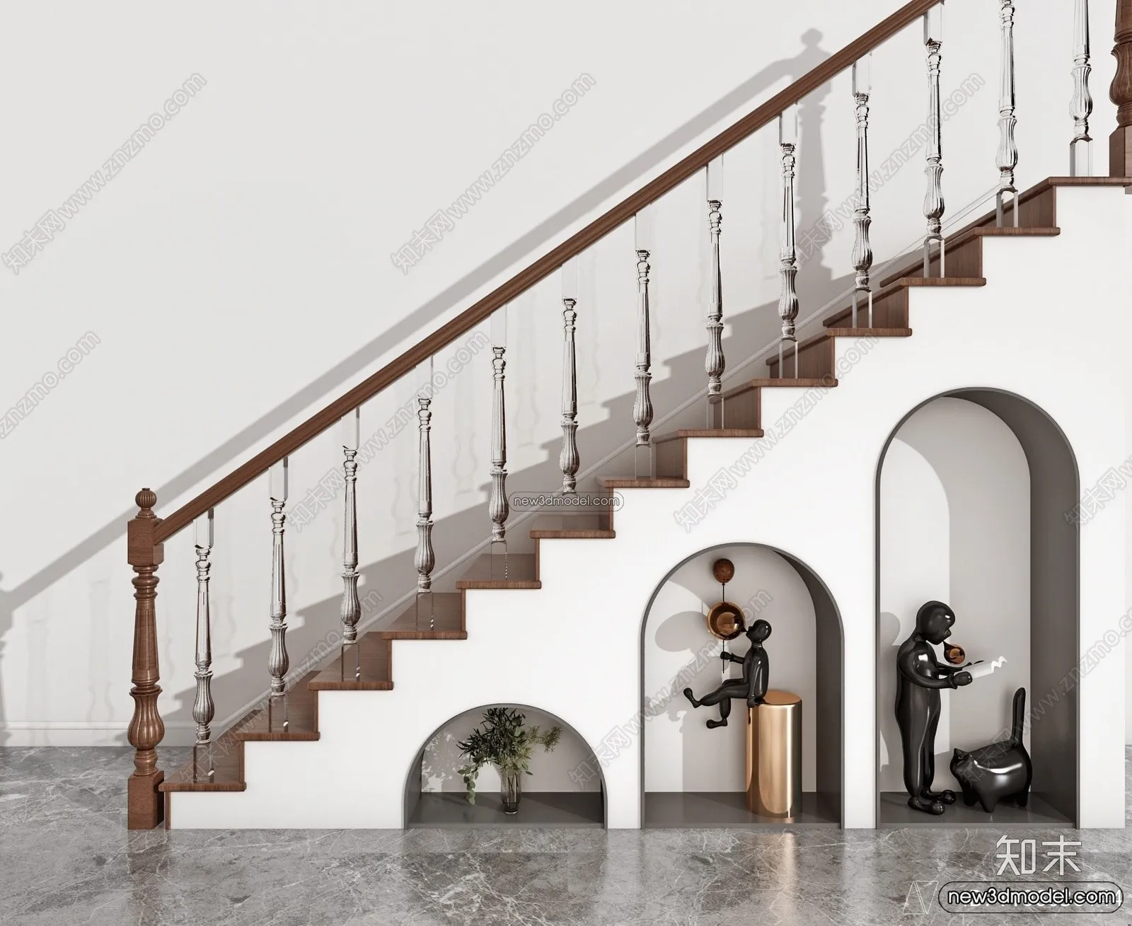 Staircase Decoration - 3D Interior Scene - 3D Models - 086