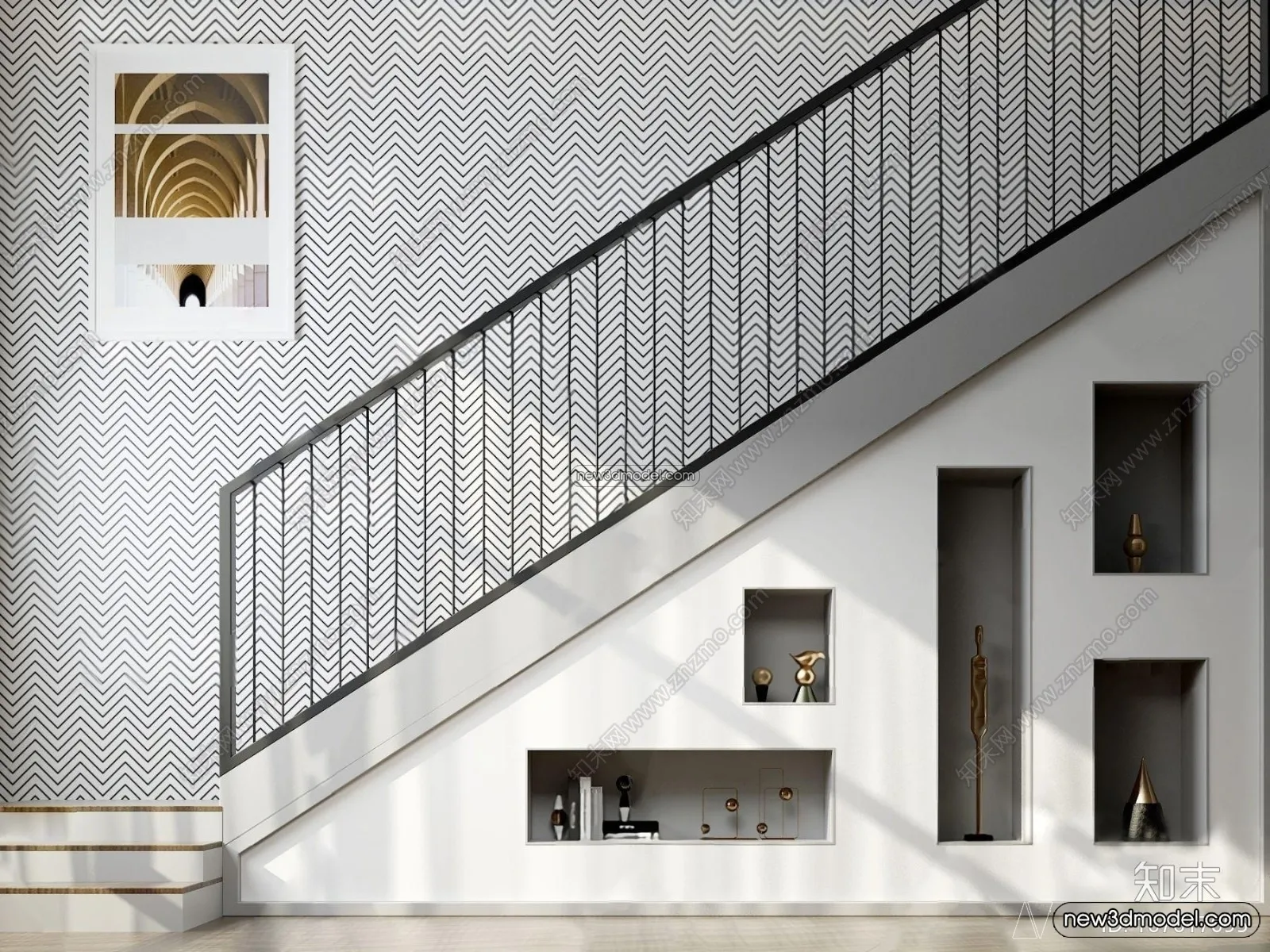 Staircase Decoration - 3D Interior Scene - 3D Models - 087