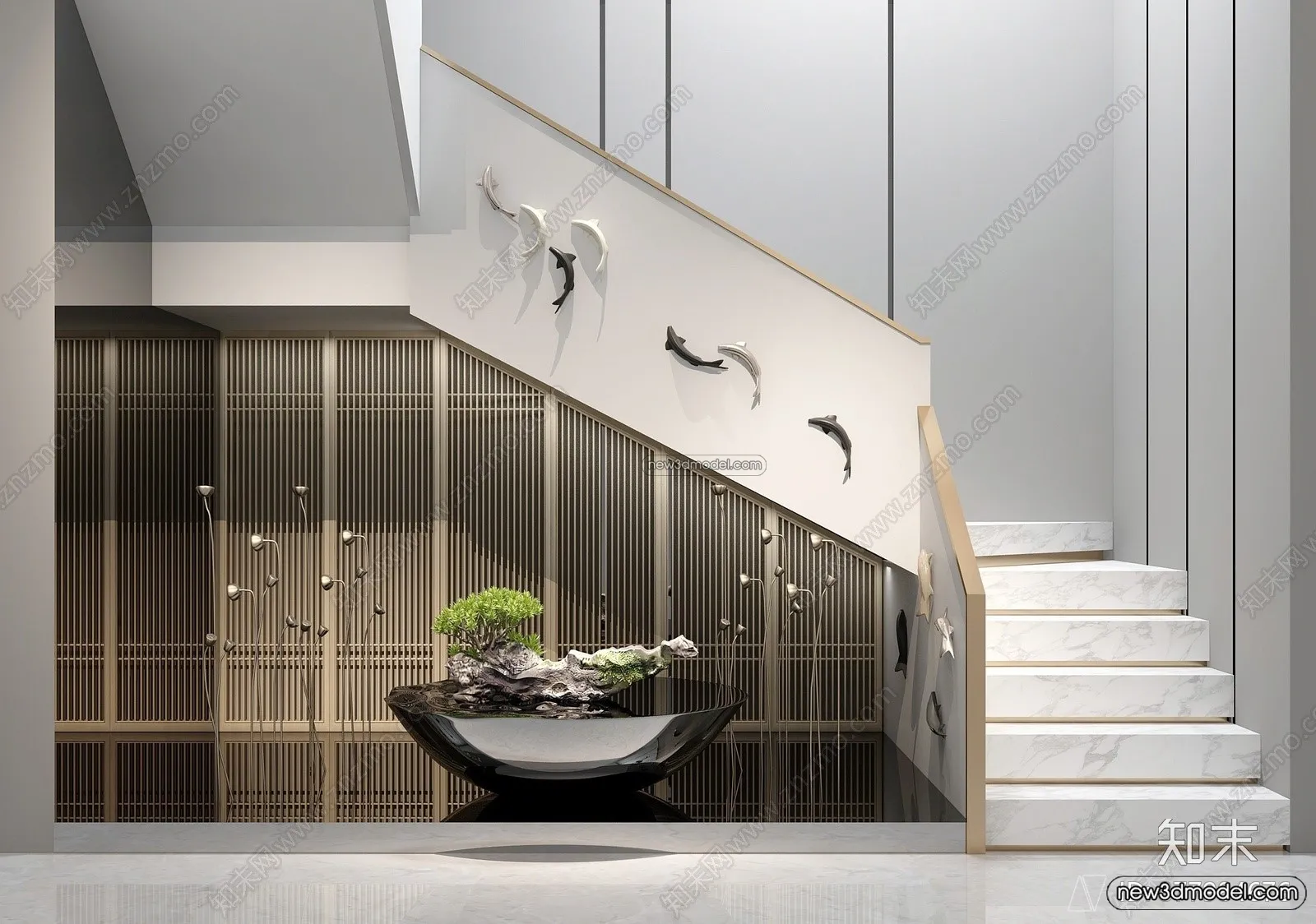 Staircase Decoration - 3D Interior Scene - 3D Models - 088