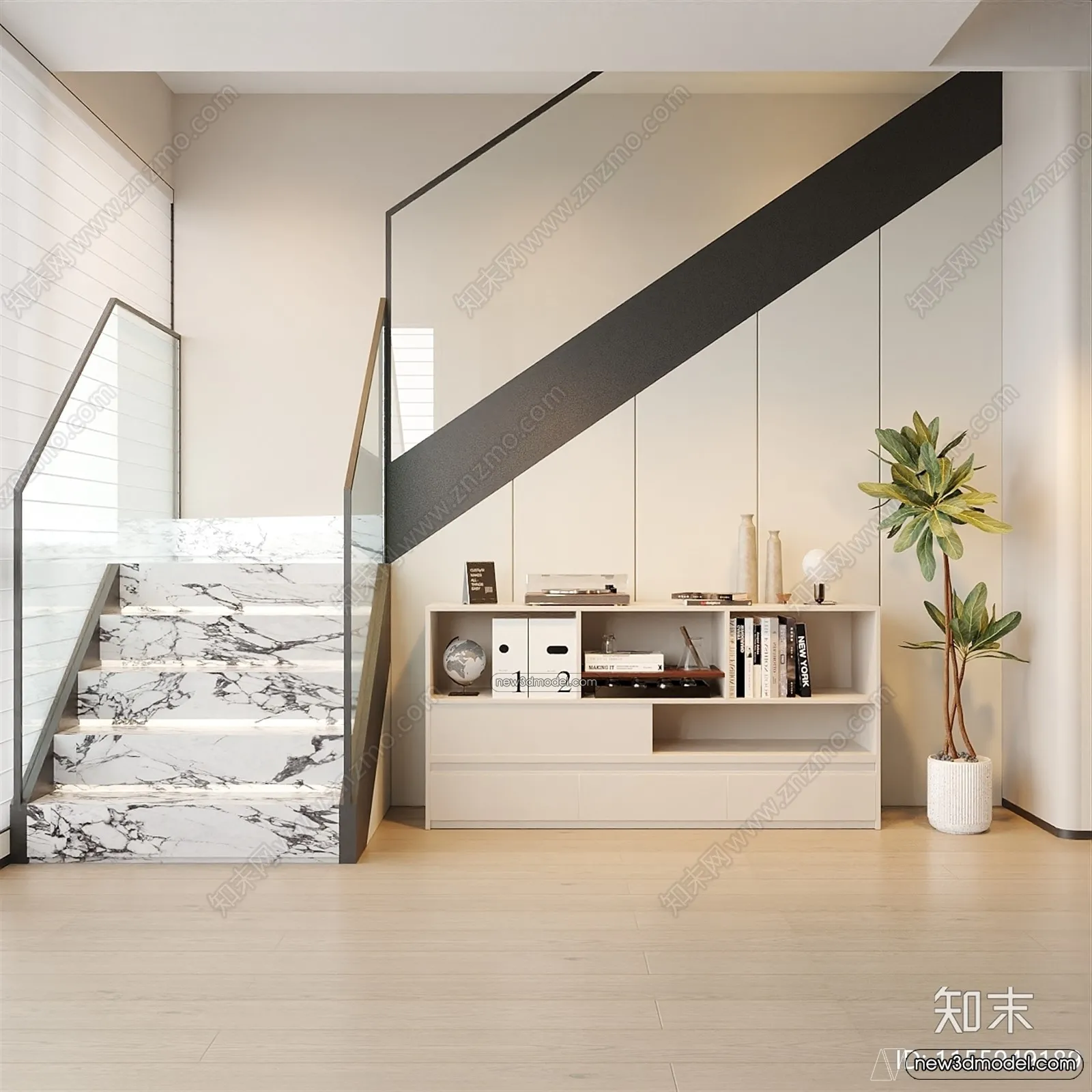 Staircase Decoration - 3D Interior Scene - 3D Models - 089