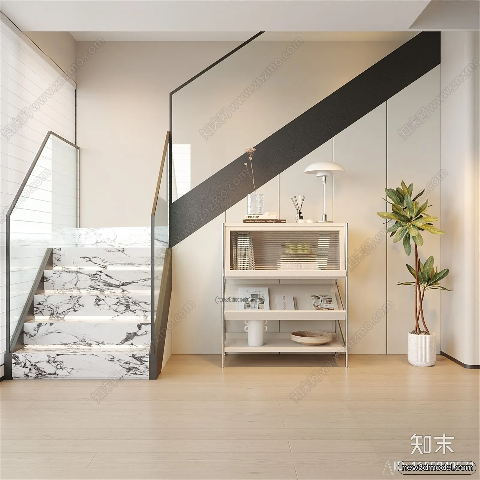 Staircase Decoration - 3D Interior Scene - 3D Models - 091