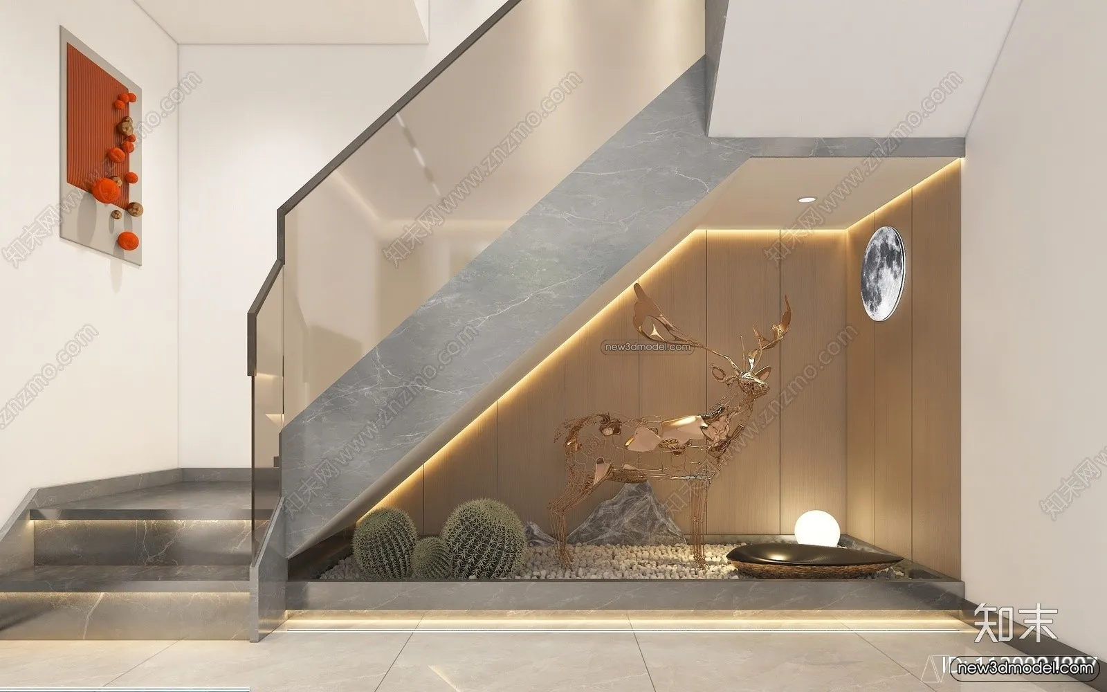 Staircase Decoration - 3D Interior Scene - 3D Models - 092