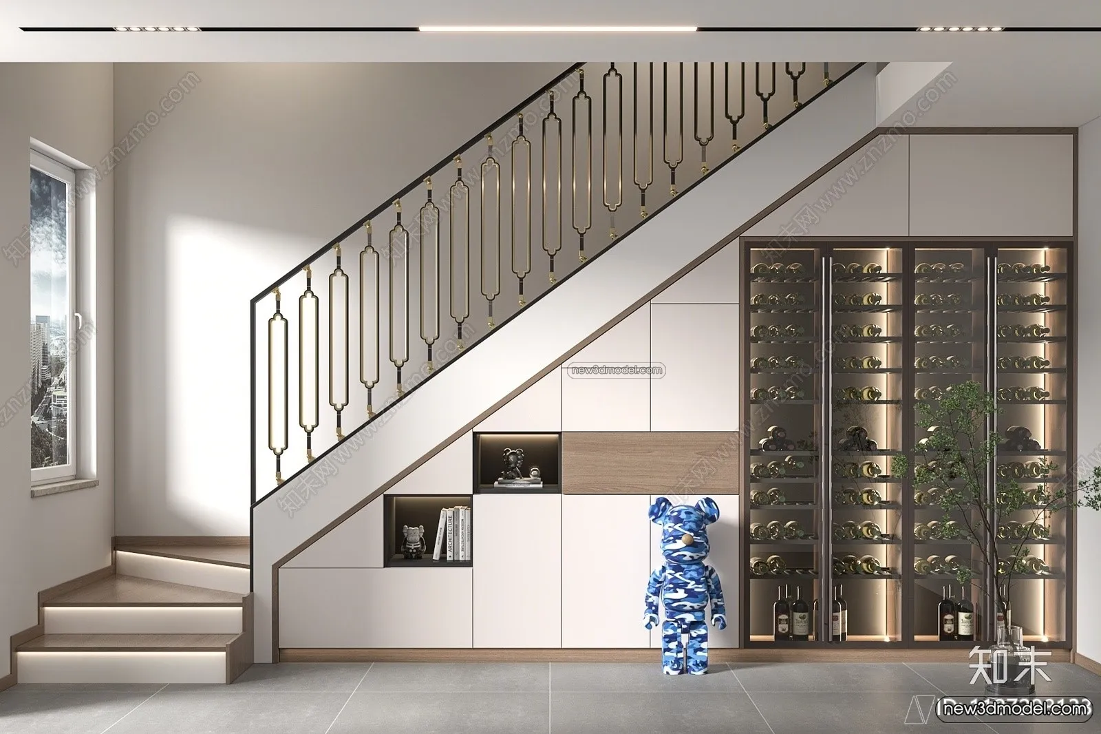 Staircase Decoration - 3D Interior Scene - 3D Models - 095