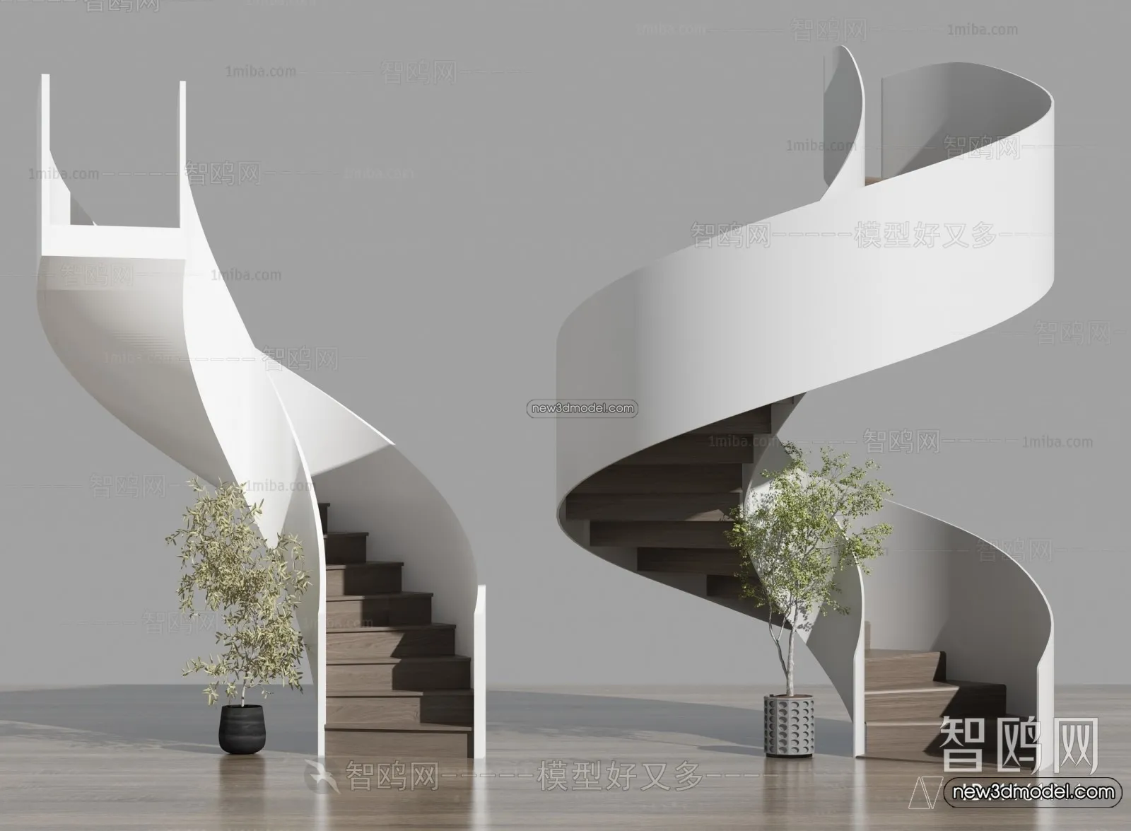 Staircase Decoration - 3D Interior Scene - 3D Models - 098