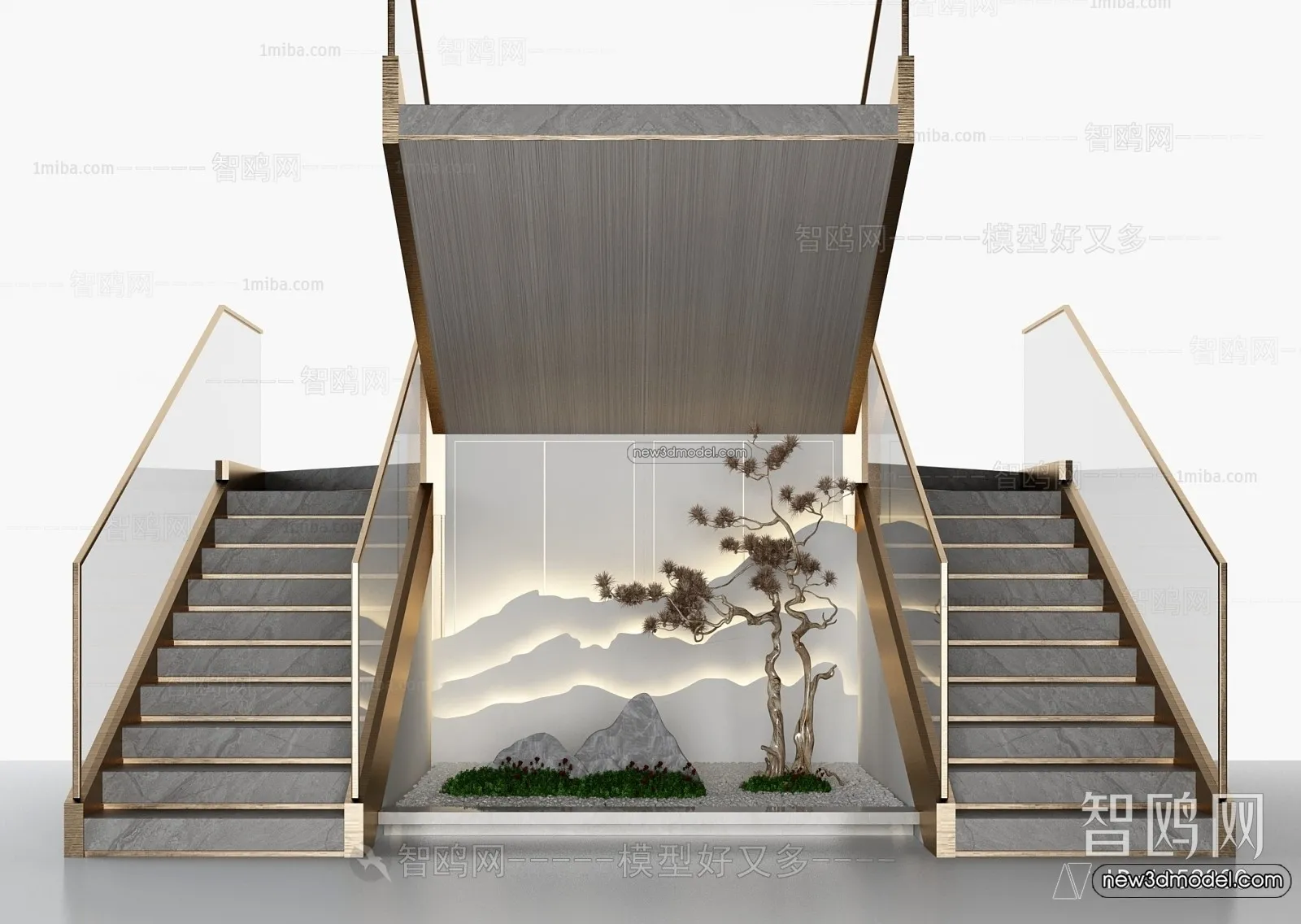 Staircase Decoration - 3D Interior Scene - 3D Models - 099