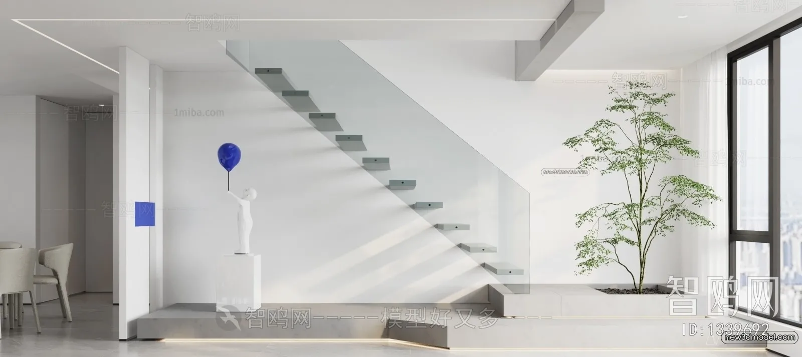 Staircase Decoration - 3D Interior Scene - 3D Models - 106