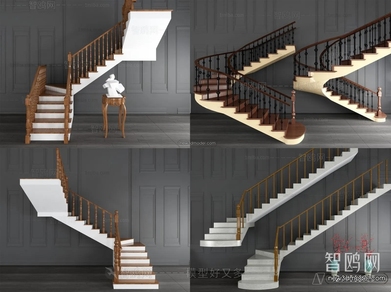 Staircase Decoration - 3D Interior Scene - 3D Models - 107