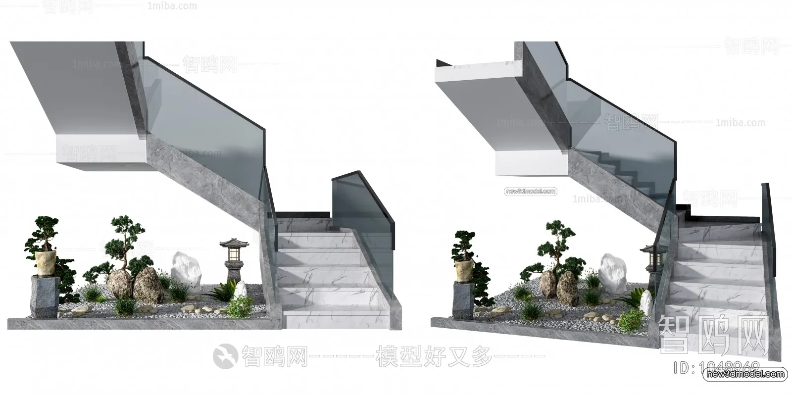 Staircase Decoration - 3D Interior Scene - 3D Models - 109