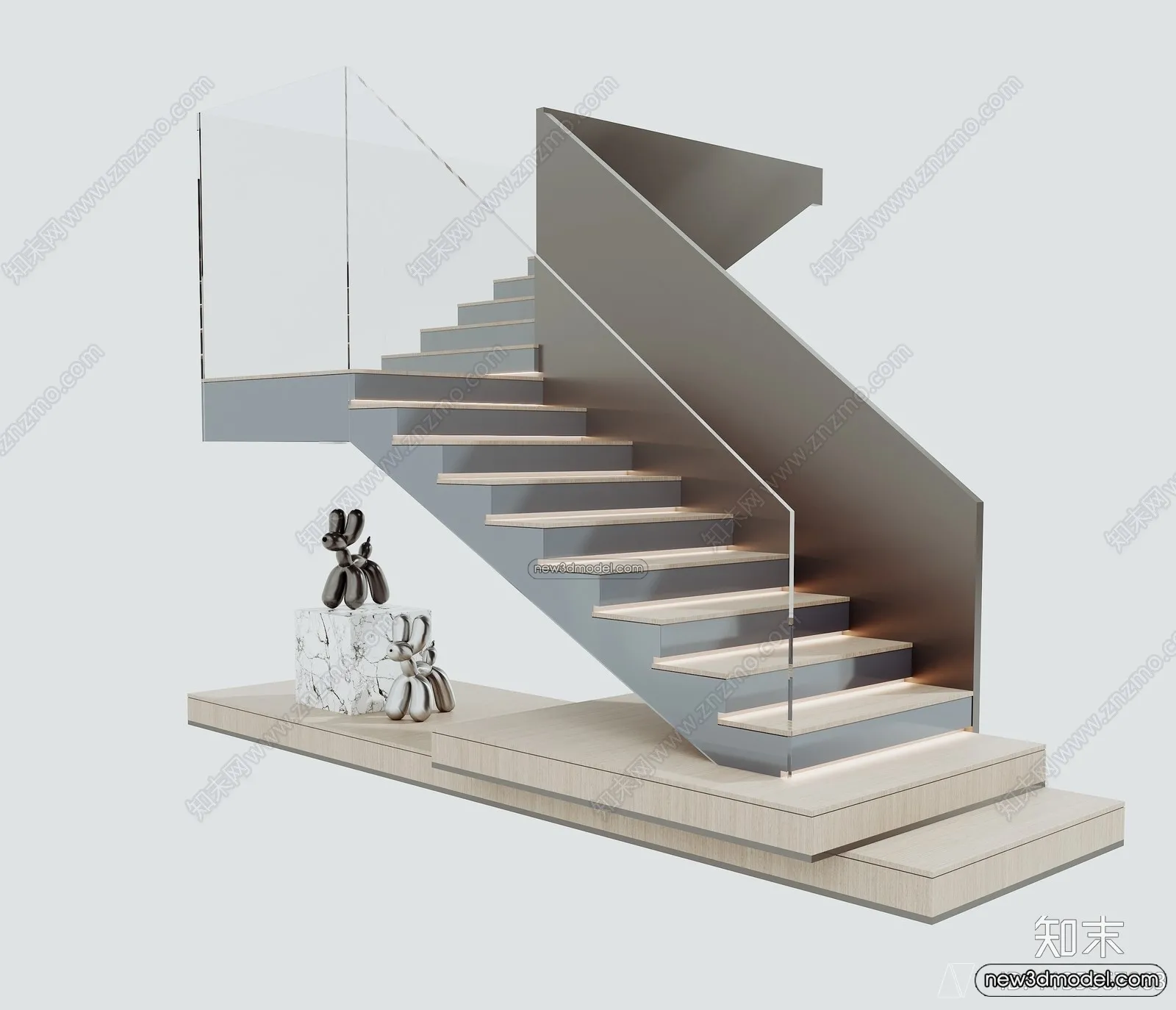 Staircase Decoration - 3D Interior Scene - 3D Models - 112