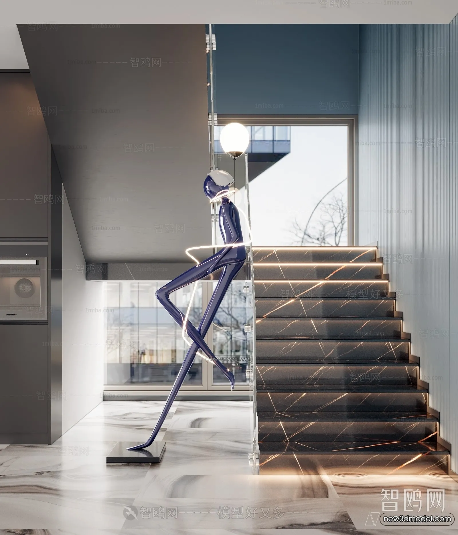 Staircase Decoration - 3D Interior Scene - 3D Models - 114