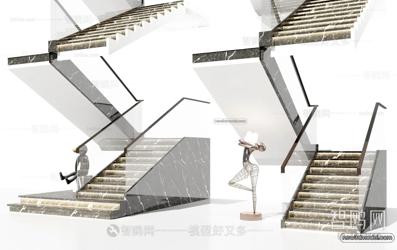 Staircase Decoration - 3D Interior Scene - 3D Models - 120