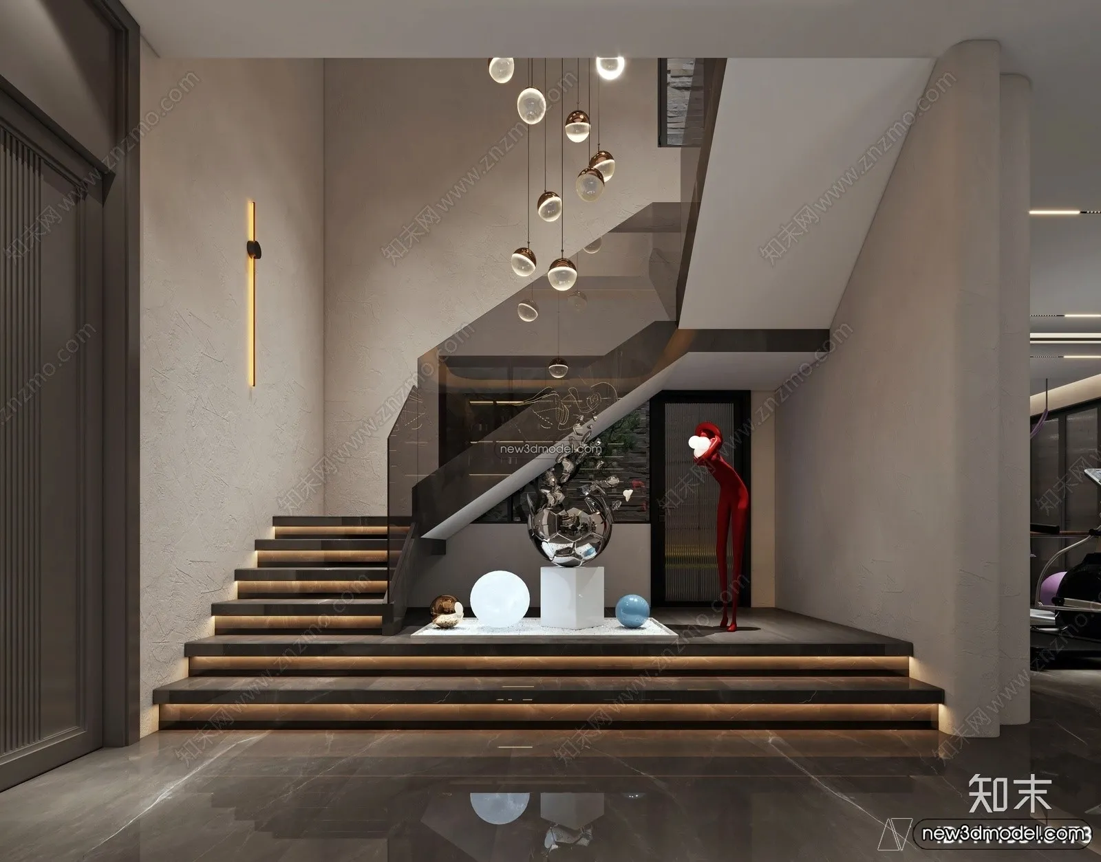 Staircase Decoration - 3D Interior Scene - 3D Models - 124