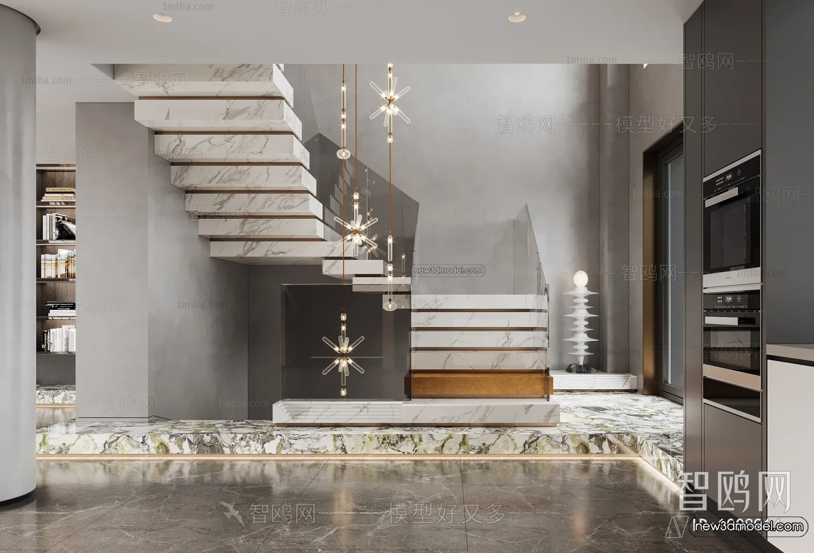 Staircase Decoration - 3D Interior Scene - 3D Models - 125