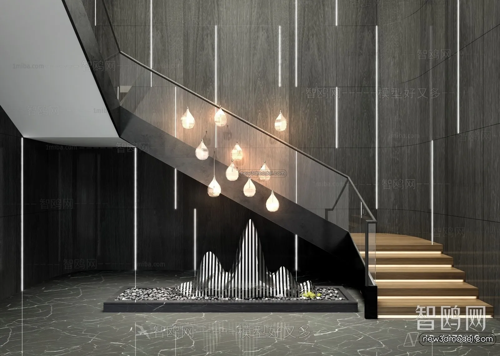 Staircase Decoration - 3D Interior Scene - 3D Models - 129