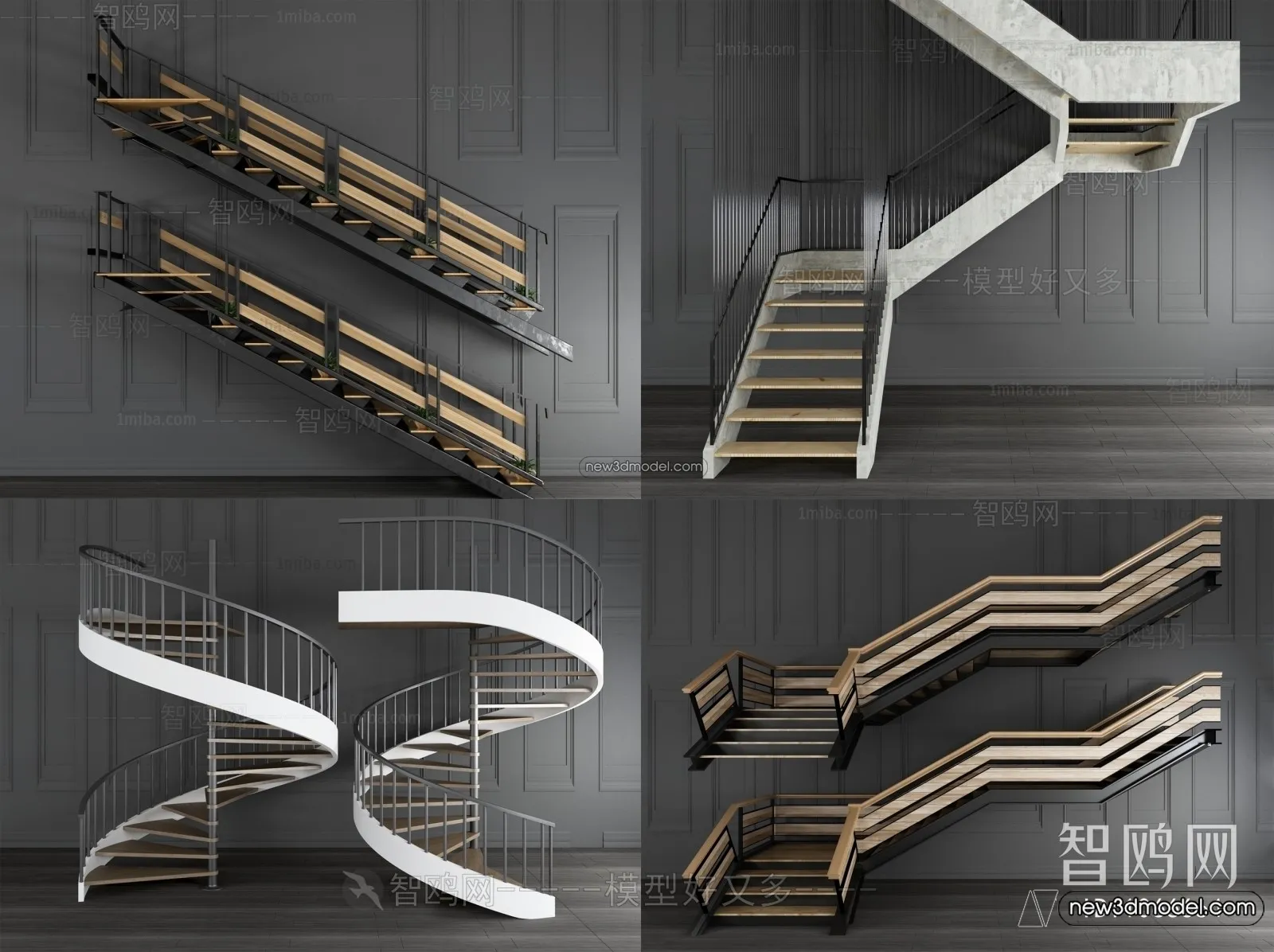Staircase Decoration - 3D Interior Scene - 3D Models - 131