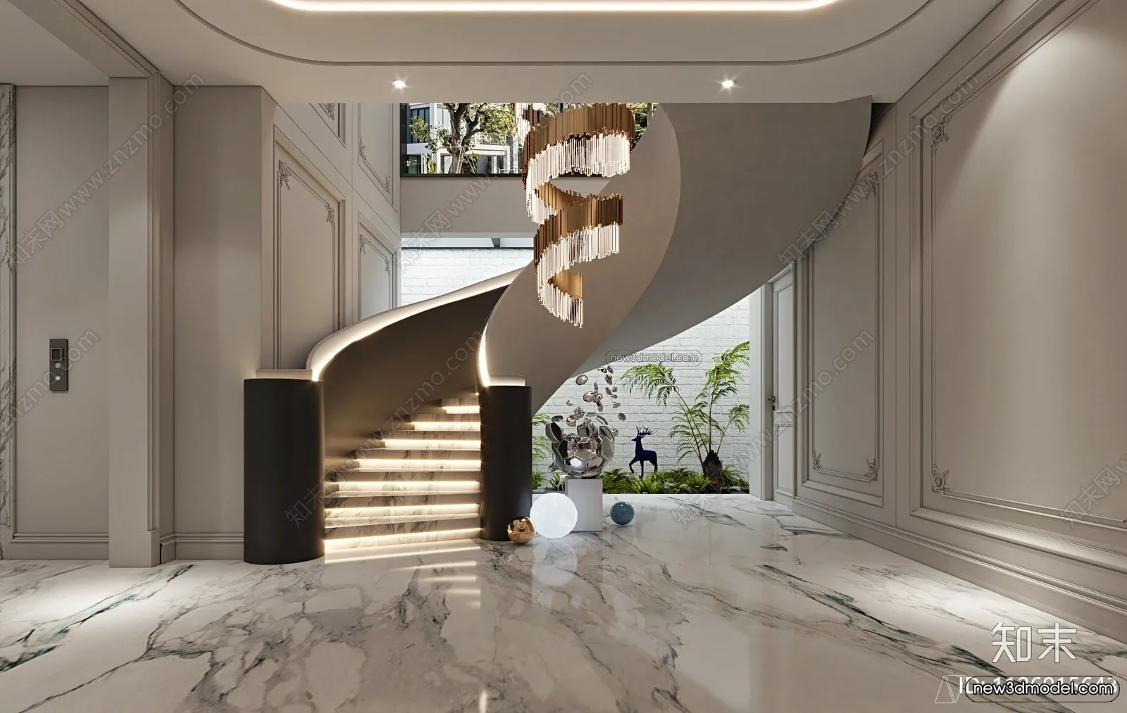 Staircase Decoration - 3D Interior Scene - 3D Models - 136