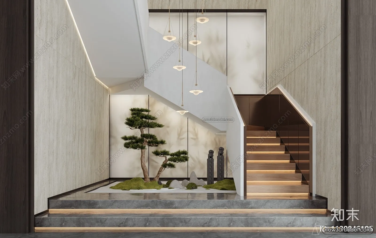 Staircase Decoration - 3D Interior Scene - 3D Models - 141