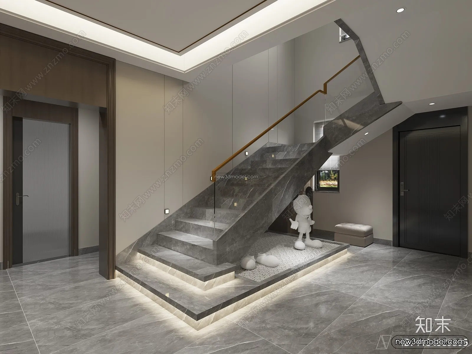 Staircase Decoration - 3D Interior Scene - 3D Models - 142