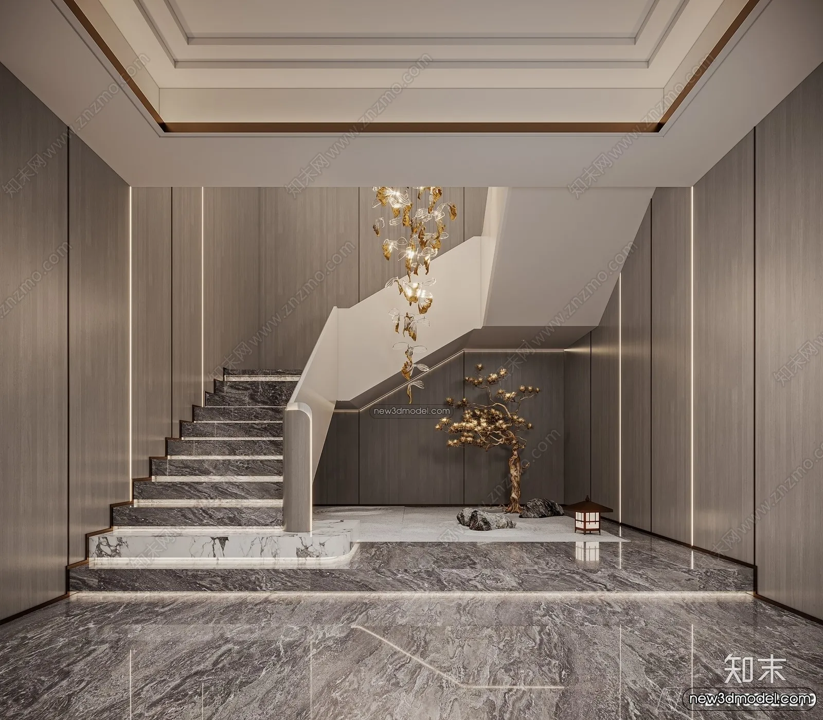 Staircase Decoration - 3D Interior Scene - 3D Models - 145