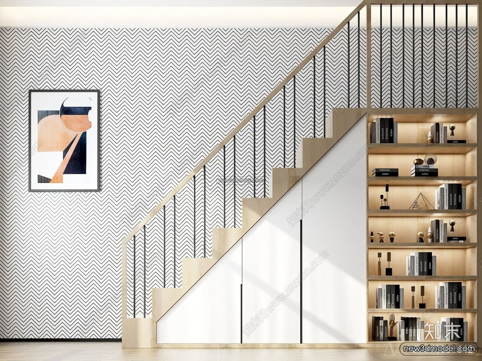 Staircase Decoration - 3D Interior Scene - 3D Models - 147