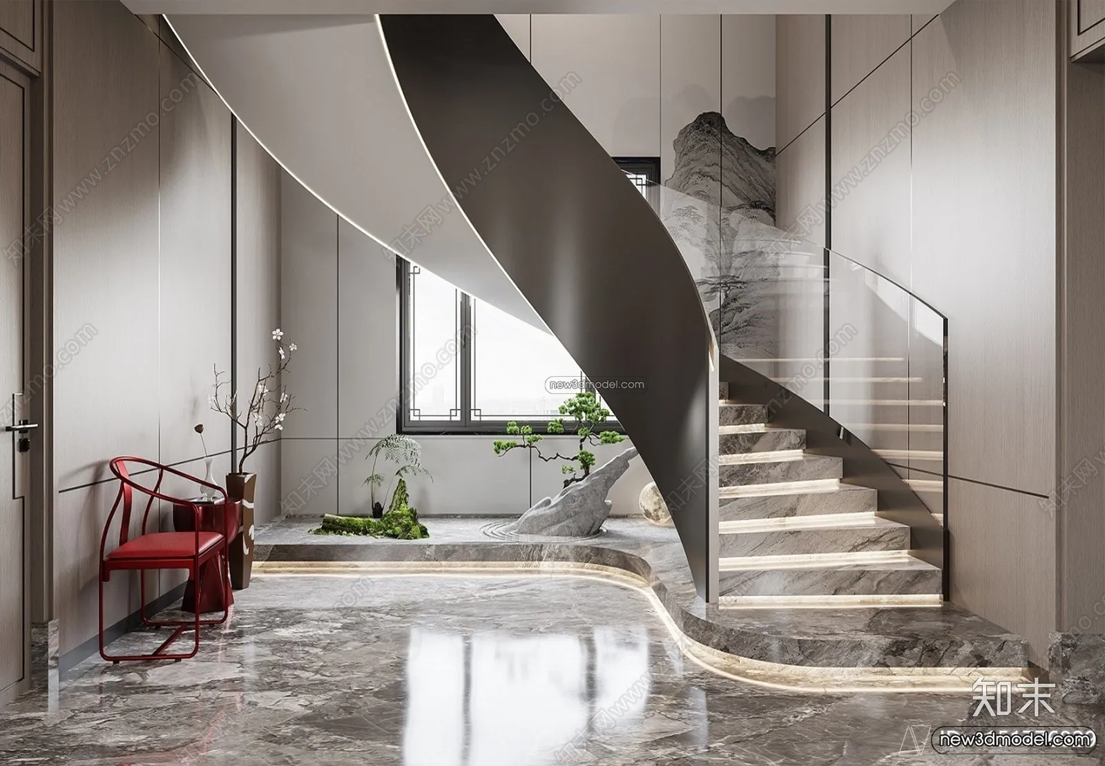 Staircase Decoration - 3D Interior Scene - 3D Models - 149