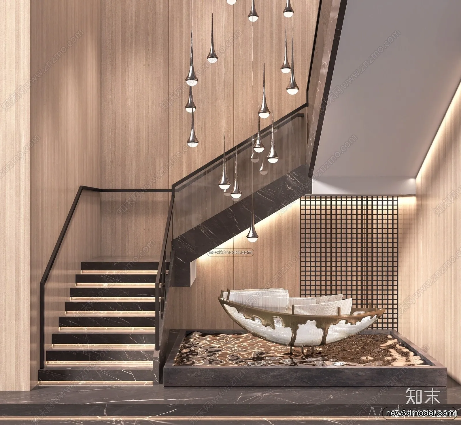 Staircase Decoration - 3D Interior Scene - 3D Models - 151