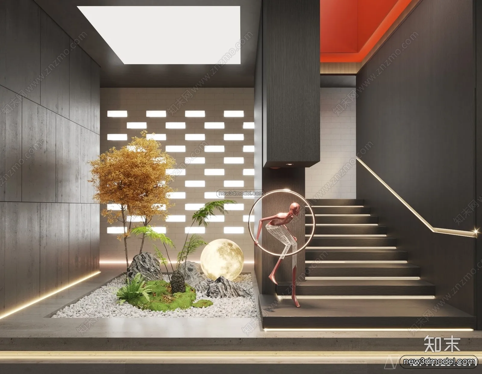 Staircase Decoration - 3D Interior Scene - 3D Models - 160