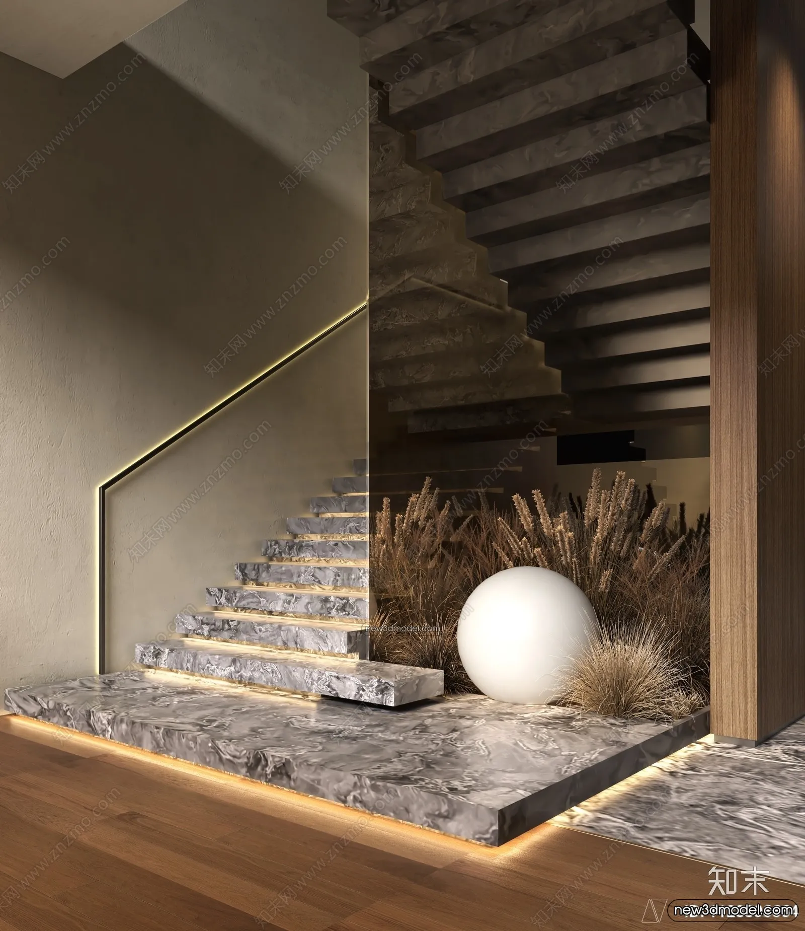 Staircase Decoration - 3D Interior Scene - 3D Models - 161