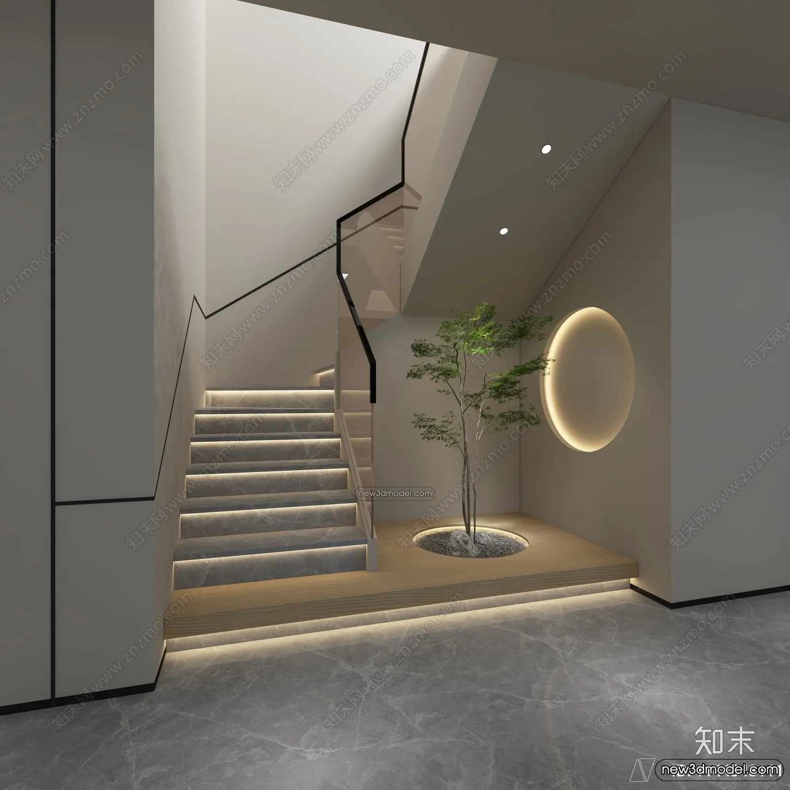Staircase Decoration - 3D Interior Scene - 3D Models - 163