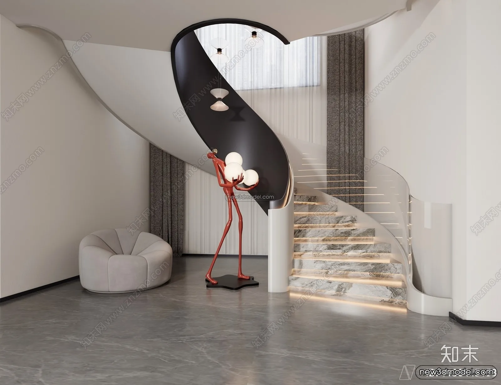 Staircase Decoration - 3D Interior Scene - 3D Models - 168