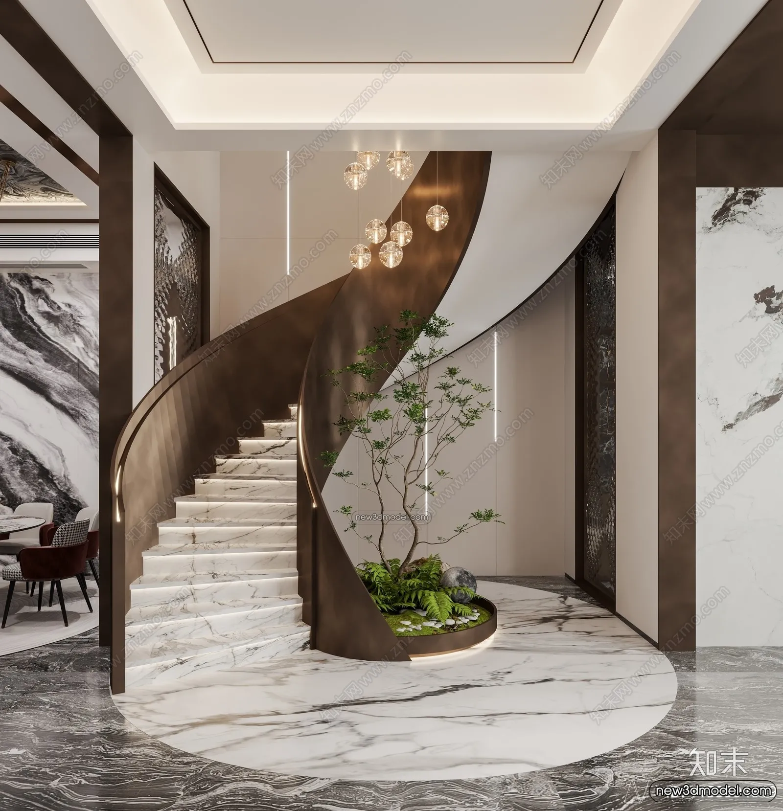 Staircase Decoration - 3D Interior Scene - 3D Models - 173