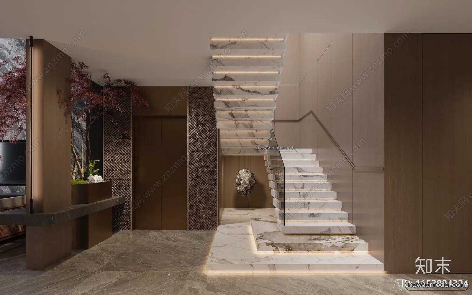 Staircase Decoration - 3D Interior Scene - 3D Models - 174