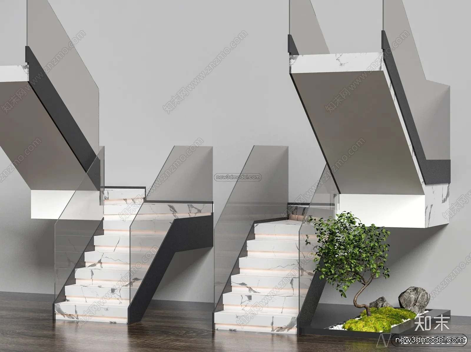 Staircase Decoration - 3D Interior Scene - 3D Models - 176